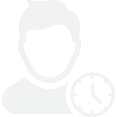 Silhouette of a person with a clock icon.